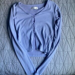 Hollister periwinkle cropped button cardigan, size XS